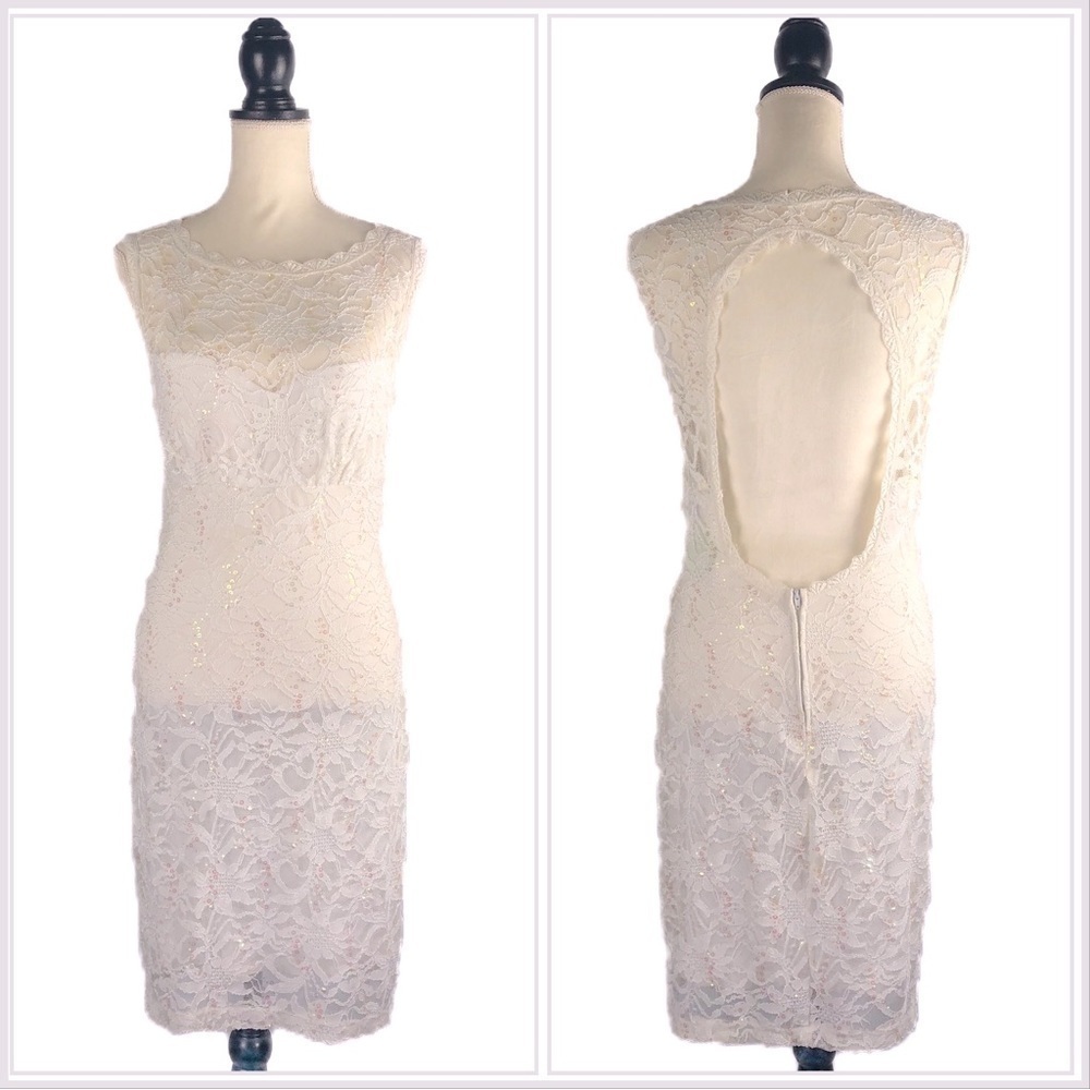 NWT WINDSOR (13/14) White lace dress with rainbow sequins